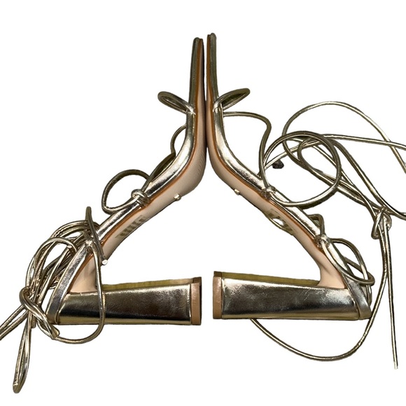 NWT Billini x Show Me Your Mumu Mahari Metallic Gold Wrap Strappy Heel Sandals 9 - Picture 10 of 16